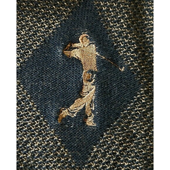 Vtg Mens Argyle Embroidered Golf Sweater Grandpa Preppy Academia 100% Cotton L - Picture 8 of 9